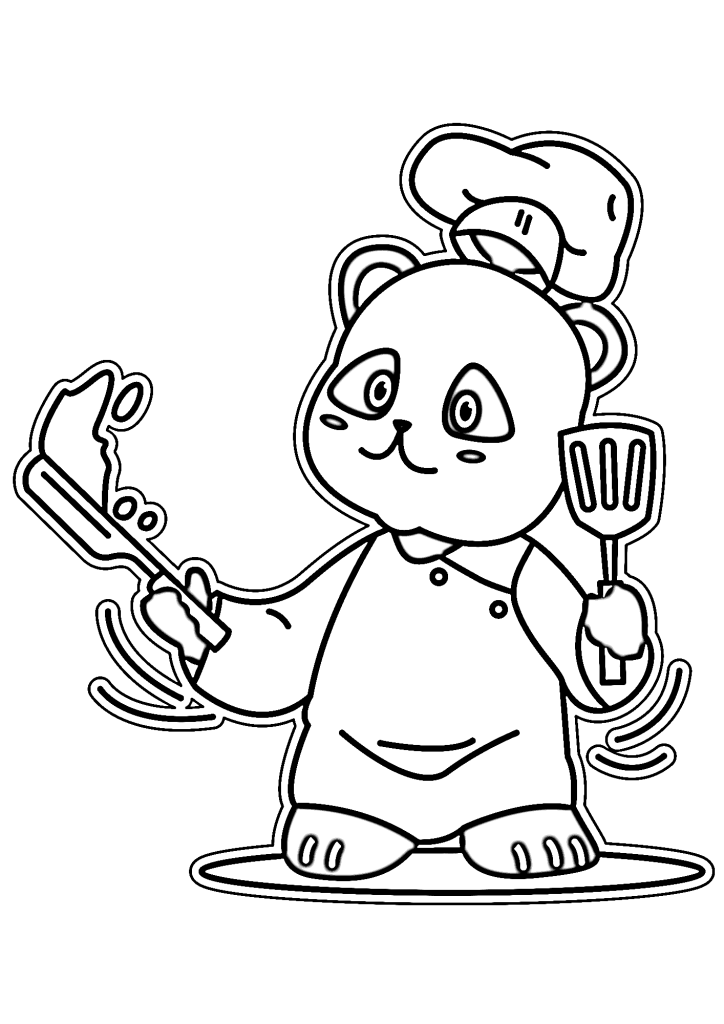 Panda Chef Coloring Page