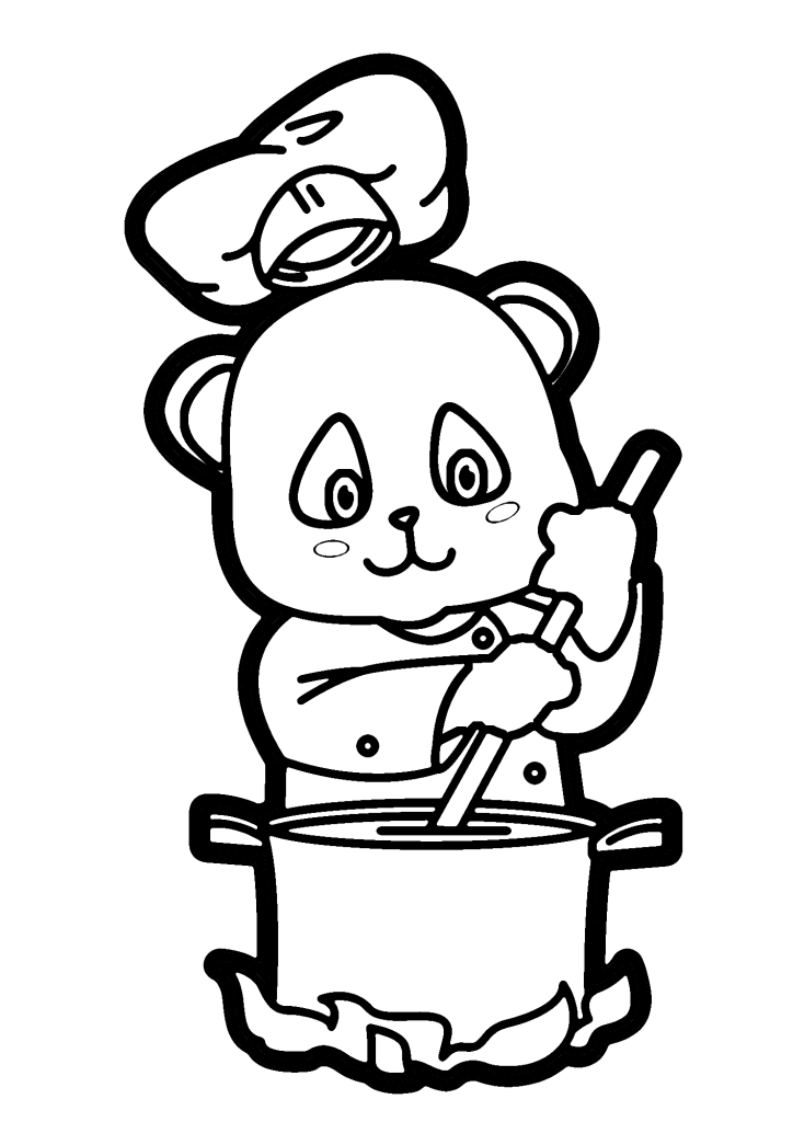 Panda Cooking Coloring Page