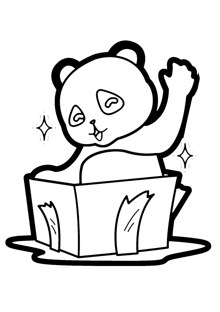 Panda With Box Coloring Page
