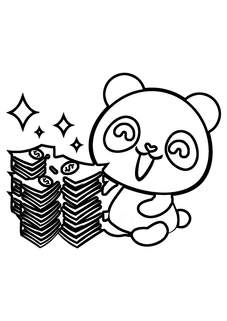 Panda With Money Coloring Page