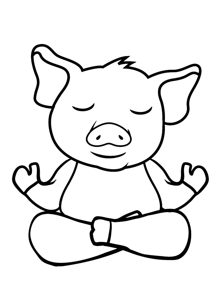 Pig Yoga Coloring Page