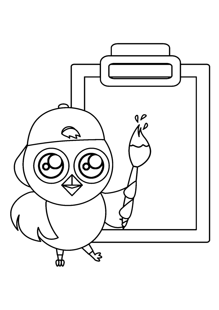 Pretty Chick With Bush Coloring Page
