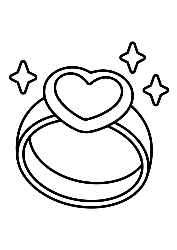 Ring Heart Icon Coloring Page