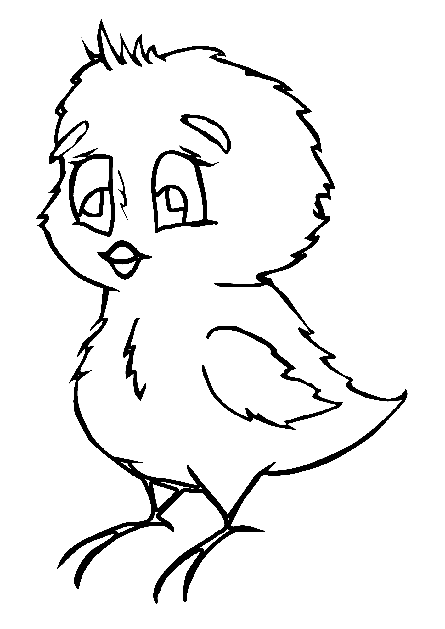 Sad Chick Cartoon Coloring Page