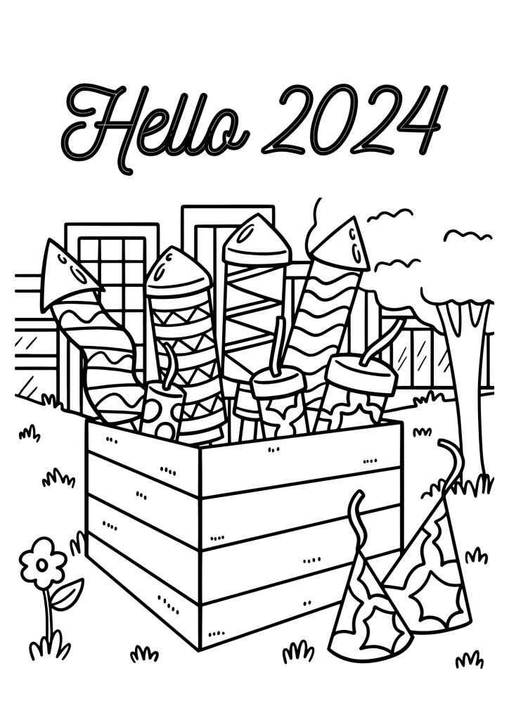 Say Hello 2024 Coloring Page