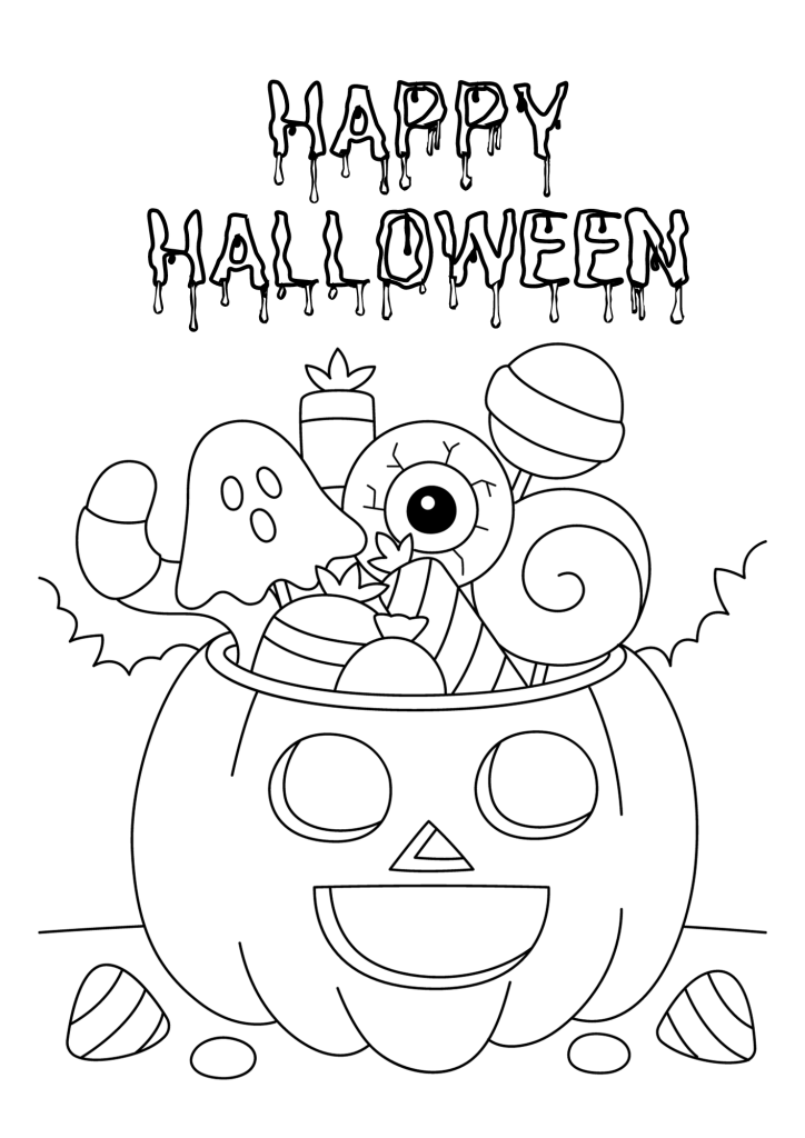 Scary Happy Halloween Coloring Pages