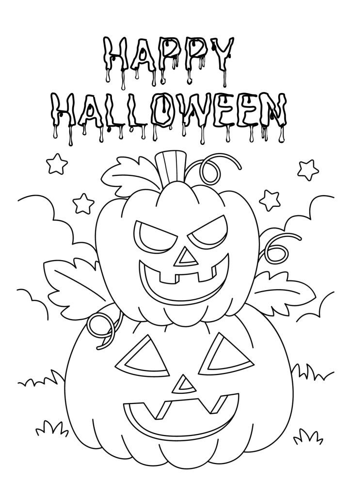 Simple Happy Halloween Coloring Page