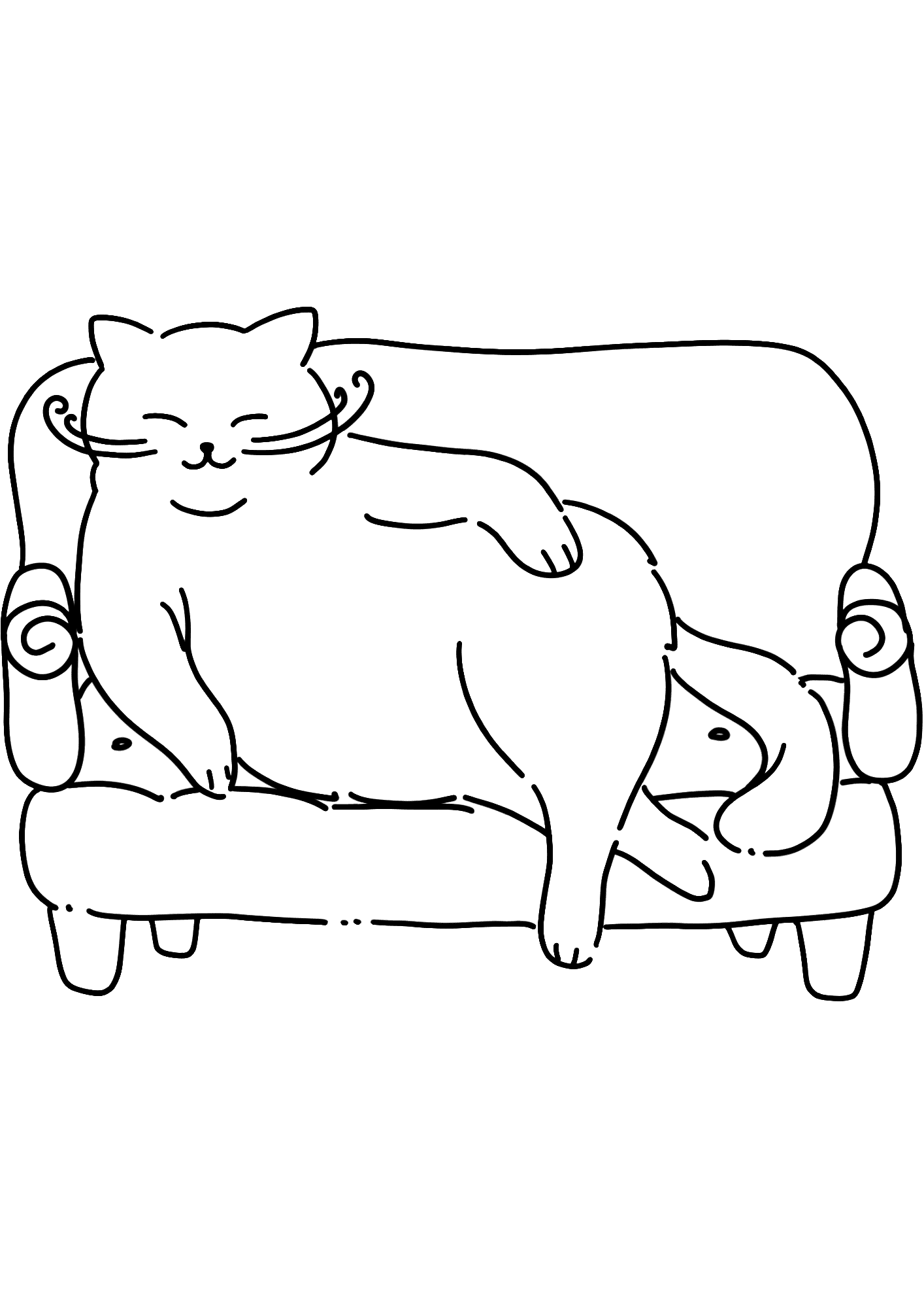 So Cool Fat Cat Coloring Page