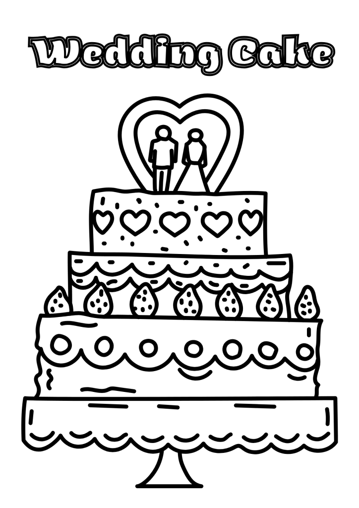 Sweet Wedding Cake Coloring Page