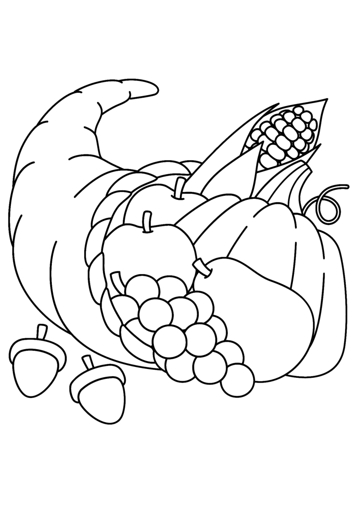 Thanksgiving Food Drawing Coloring Pages