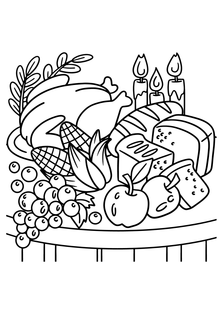 Thanksgiving Food Free Printable Coloring Page