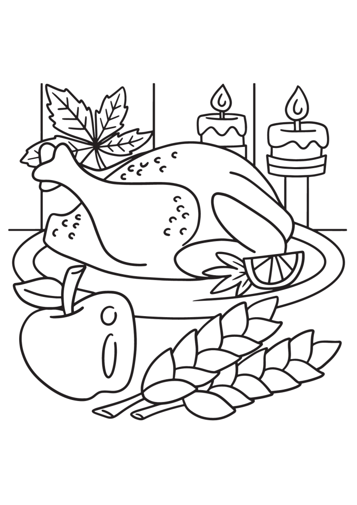 Thanksgiving Food Printable Free Coloring Page