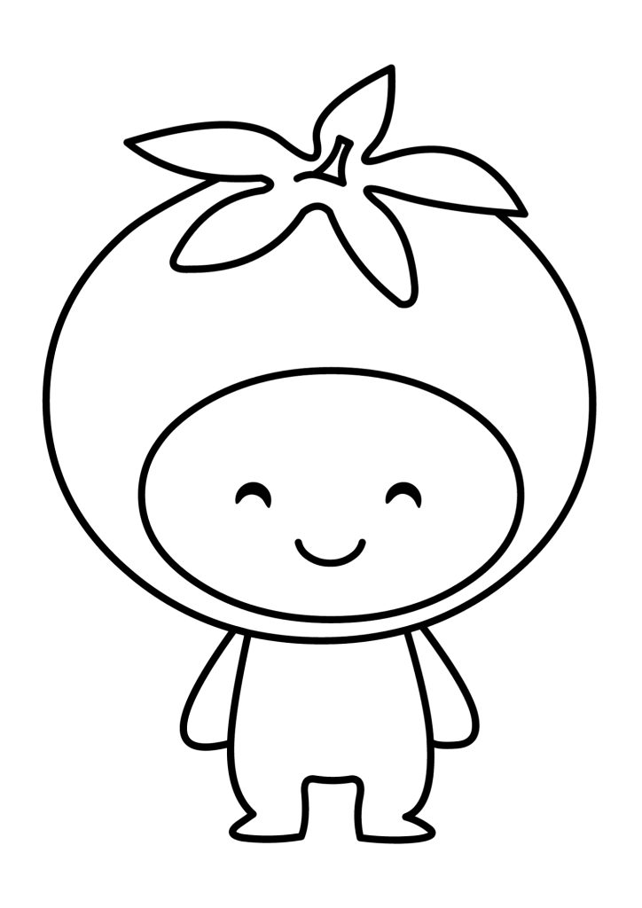 Tomato Cartoon Smile Coloring Page