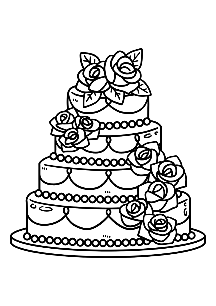 Wedding Cake Outline Coloring Page