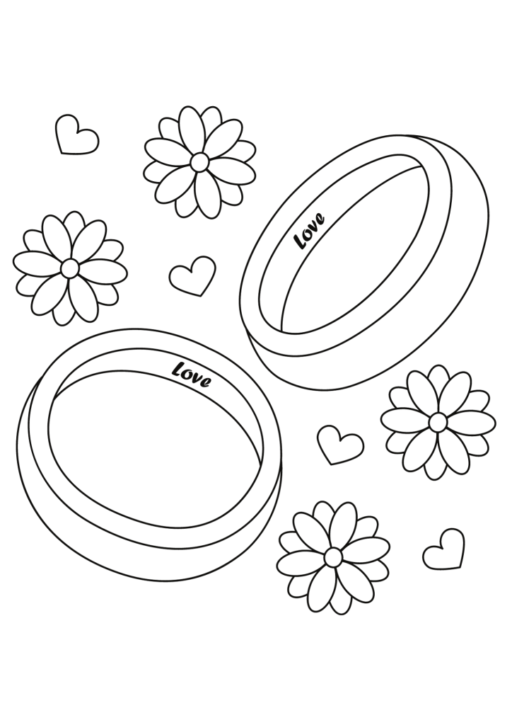 White Gold Wedding Rings Coloring Page
