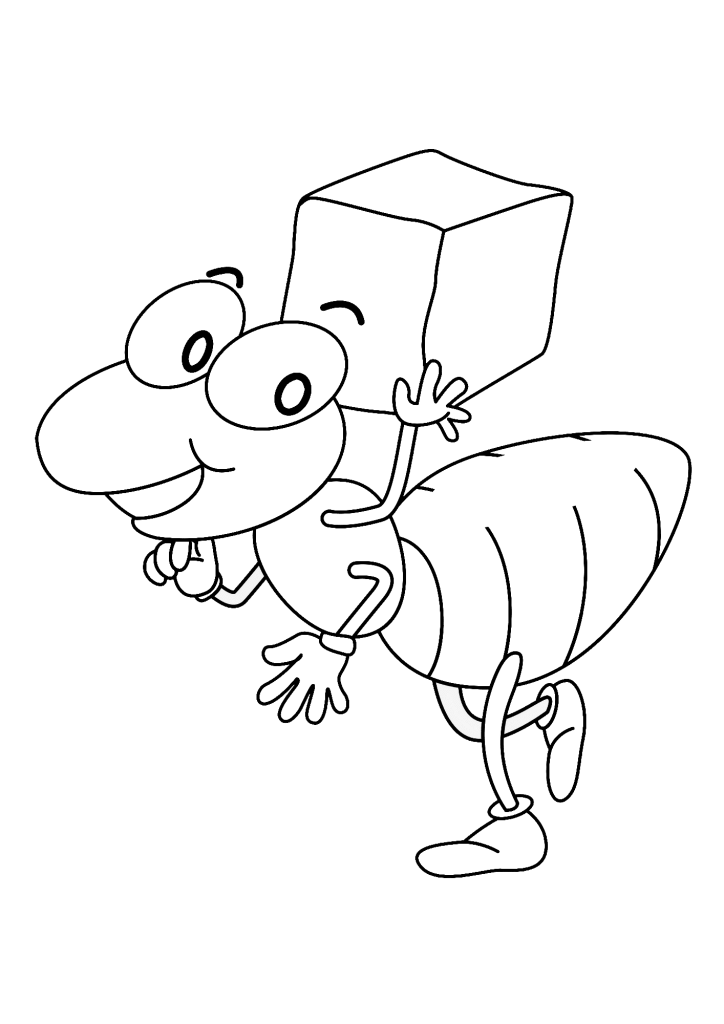 Ant Carrying A Sugar Cube Coloring Page