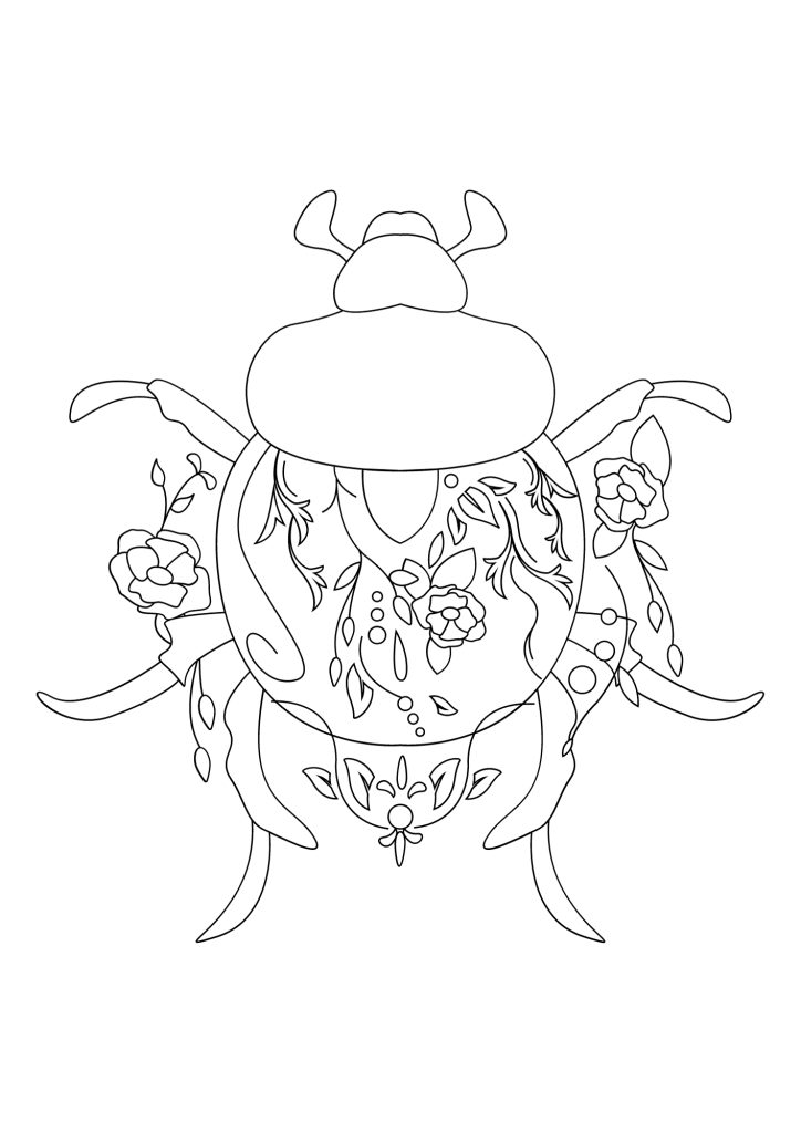 Boho Beetle Outline Coloring Page