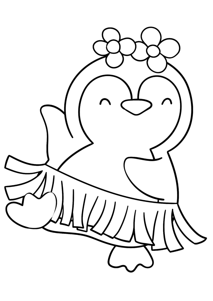 Cute Dancing Penguin Coloring Page