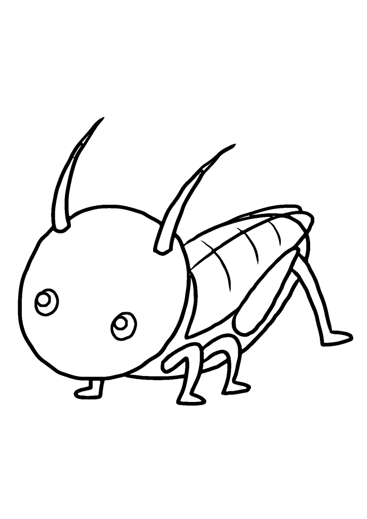 Cute Grasshopper Cartoon Coloring Page