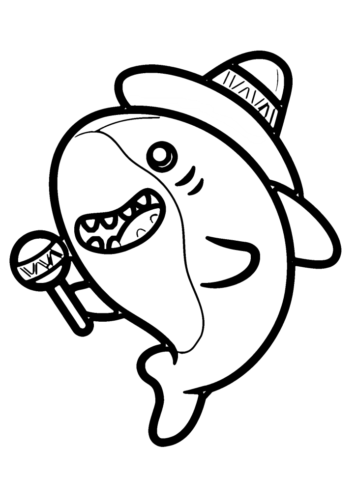 Cute Mexican Shark Coloring Page