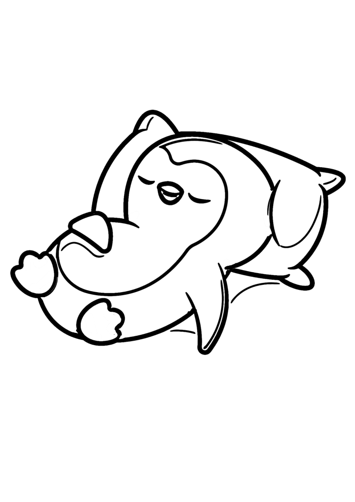 Cute Penguin Sleeping On Pillow Cartoon Coloring Page