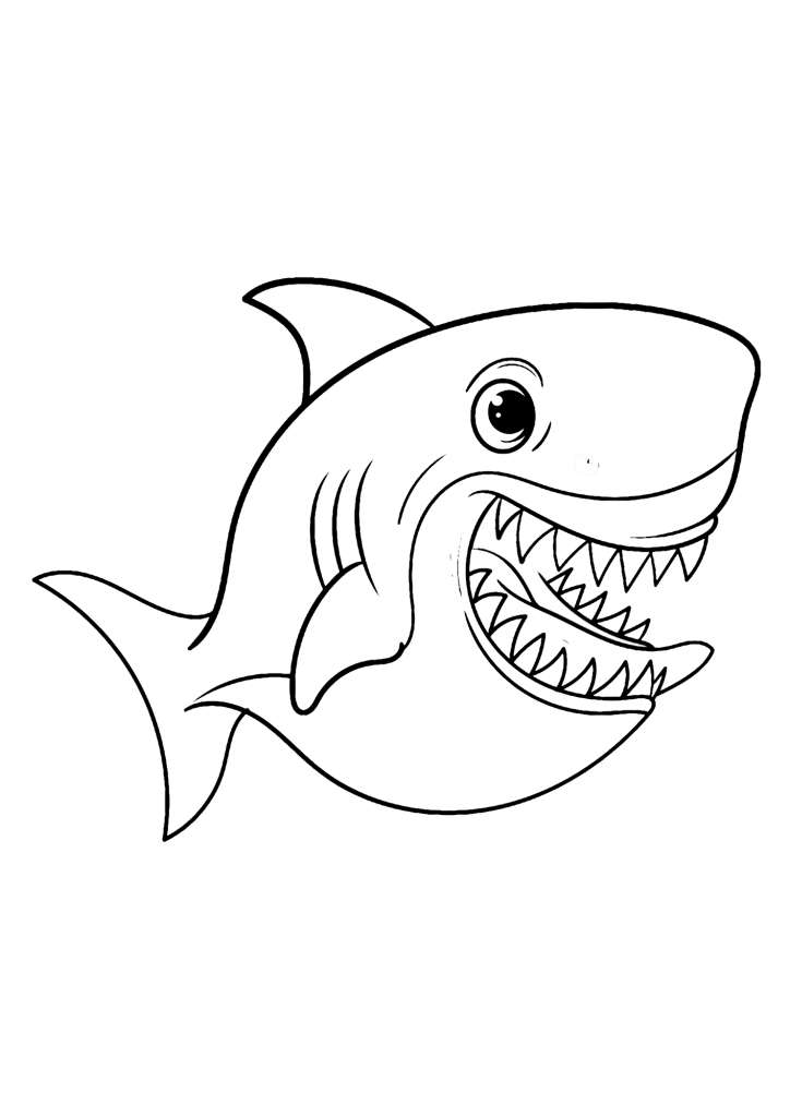 Cute Shark Blue Coloring Page