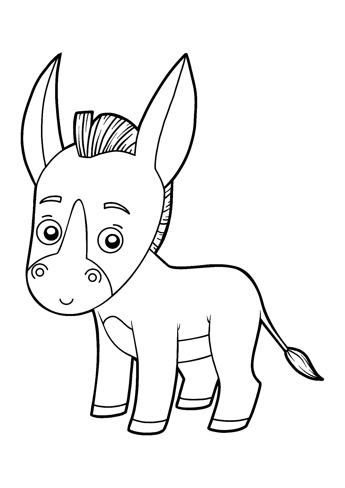Cute Cartoon Farm Character Donkey Coloring Page