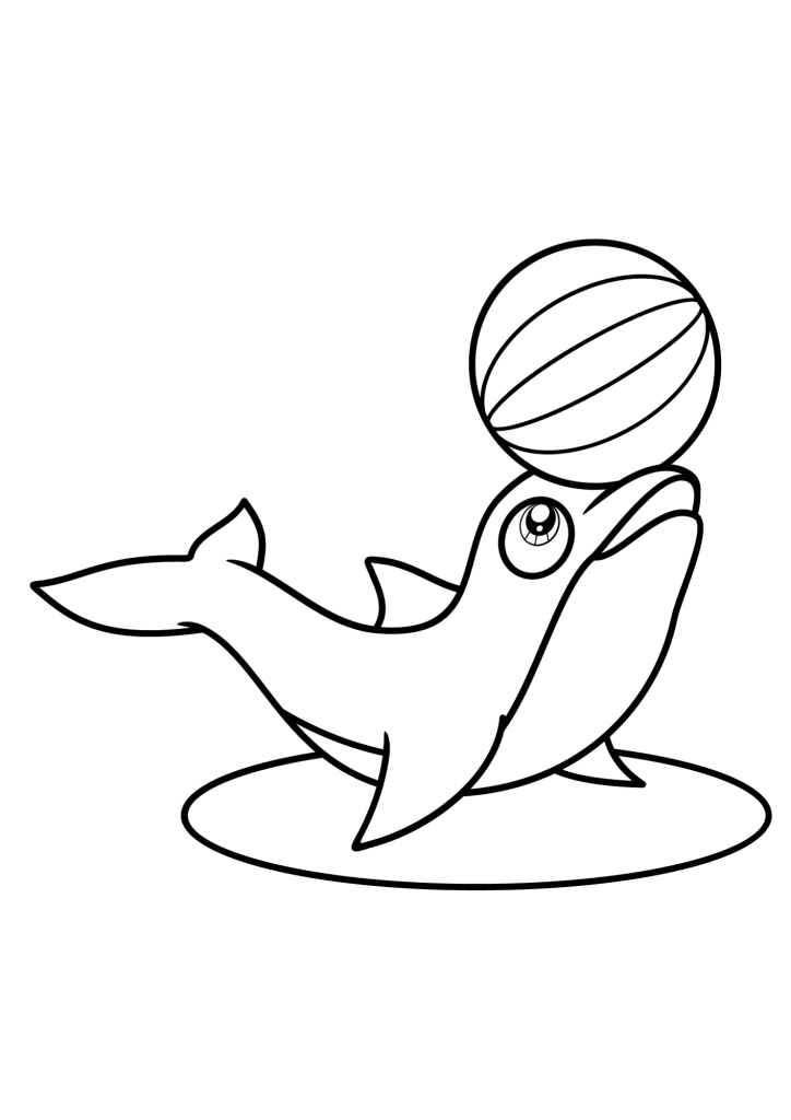 Dolphin Playing With Ball Coloring Page