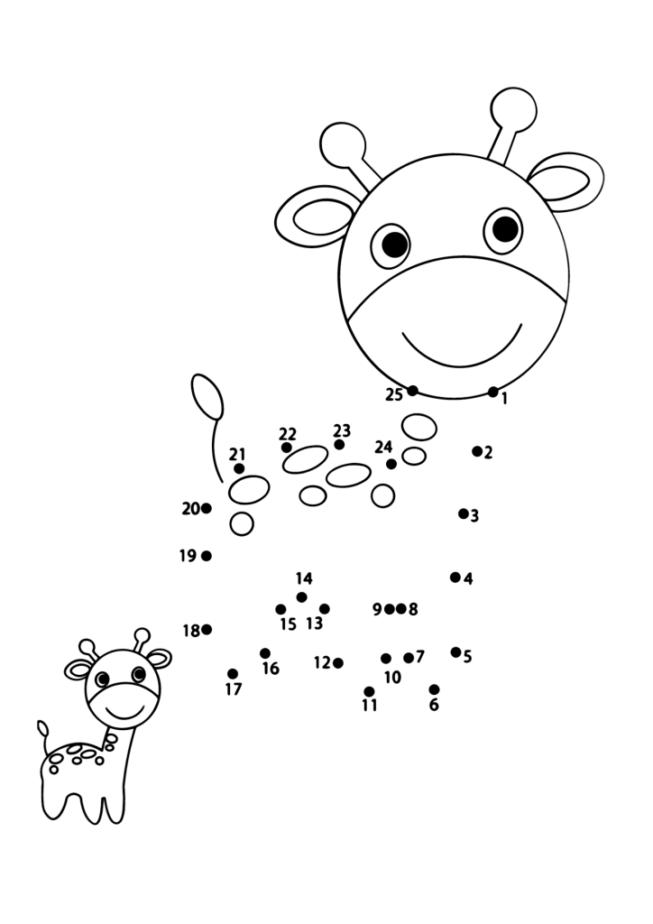 Dot To Dot Giraffe Coloring Page