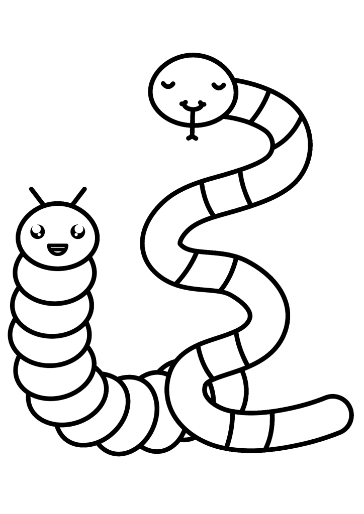 Earthworm For Children Image Coloring Page