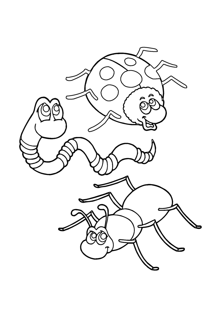 Earthworms And Insect Coloring Page