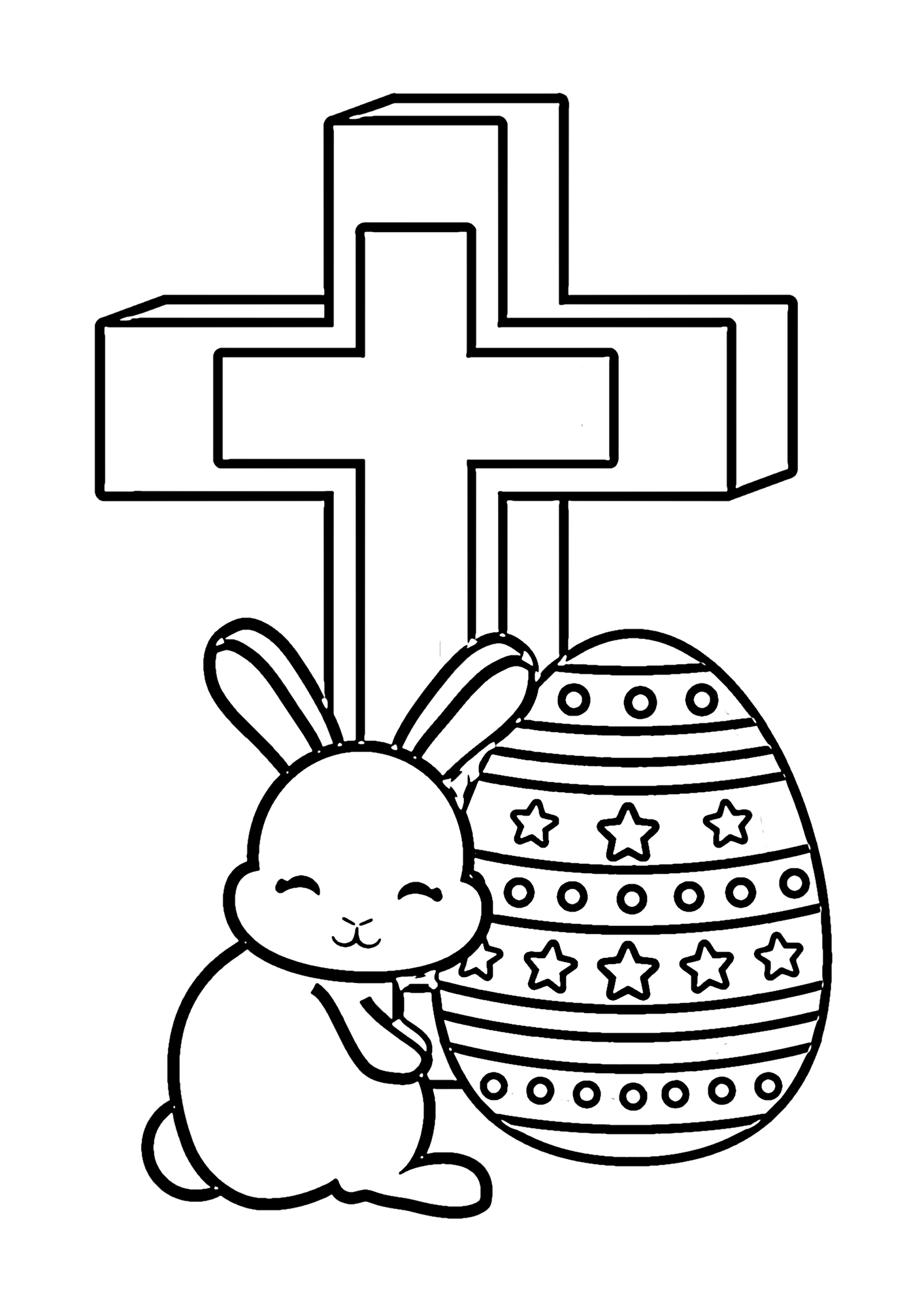 Easter Cross Drawing Coloring Page
