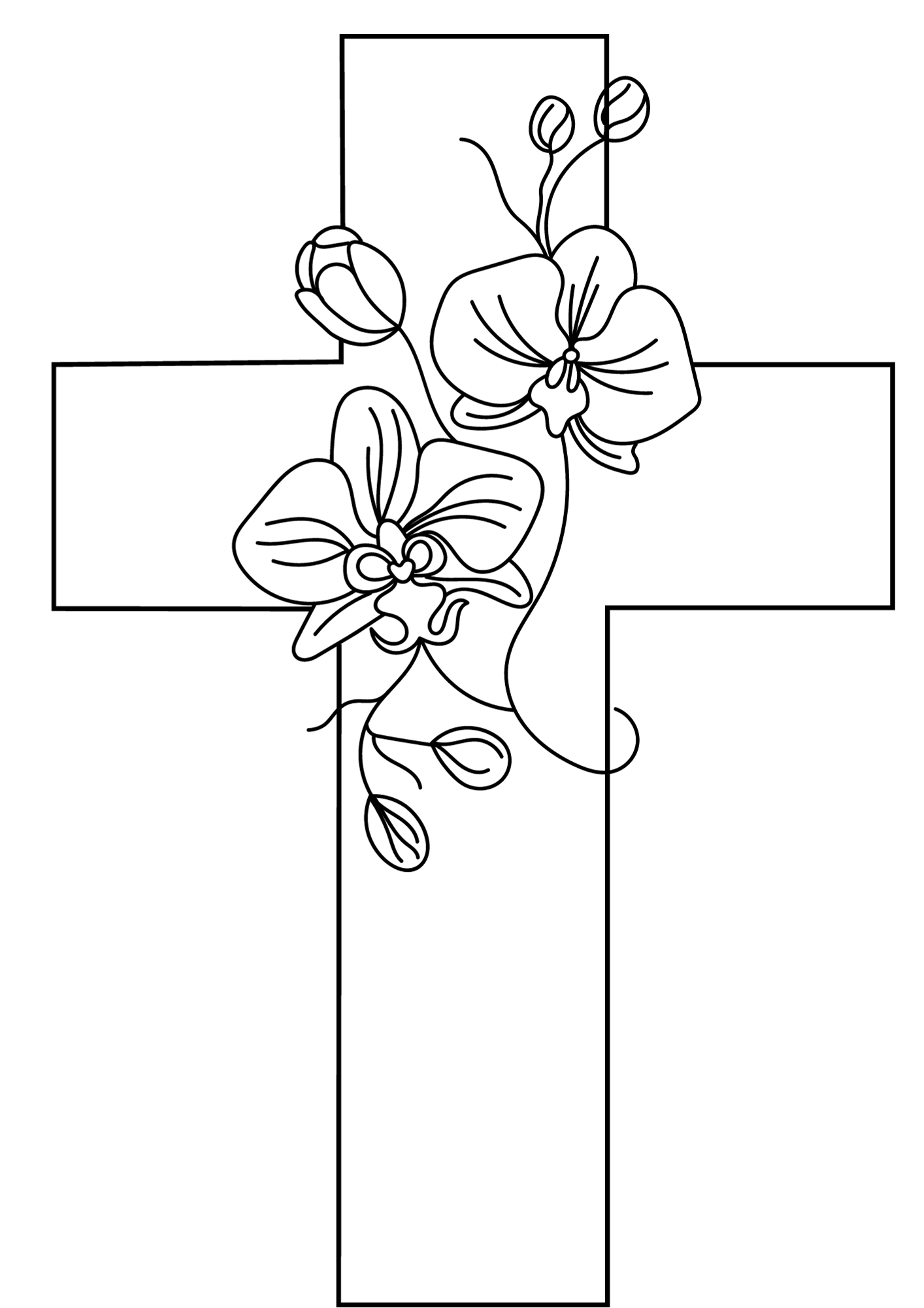 Easter Cross Outline Coloring Page