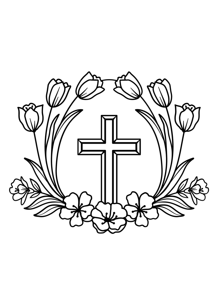 Easter Cross Printable Coloring Page