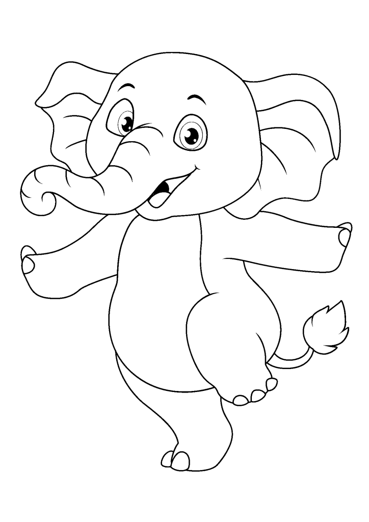 Elephant Drawing Coloring Page