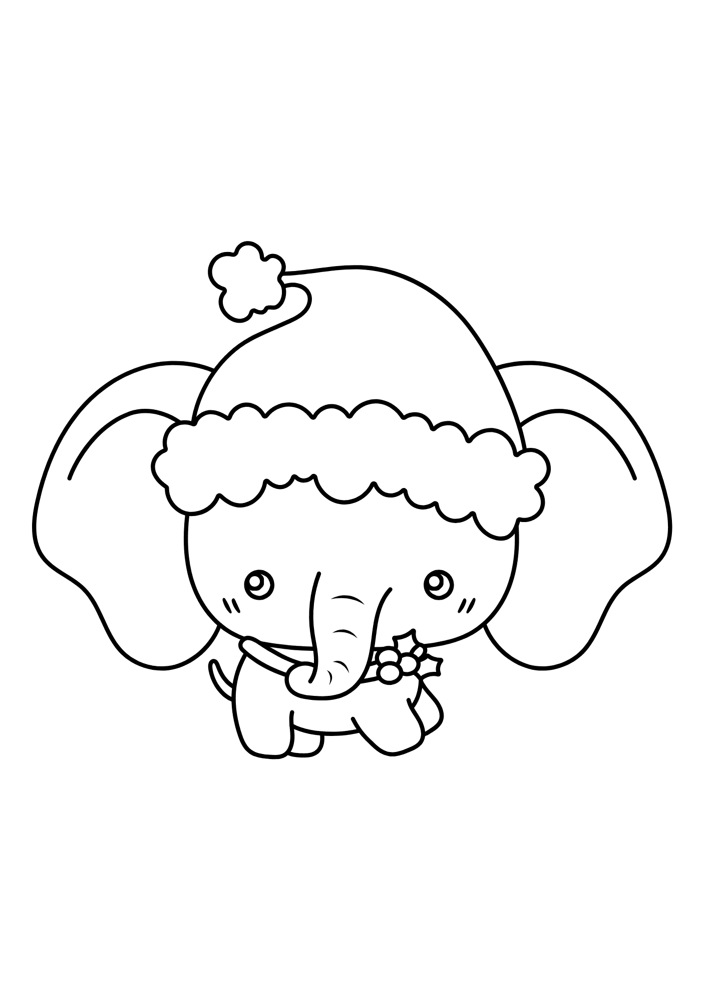 Elephant Merry Christmas Coloring Page