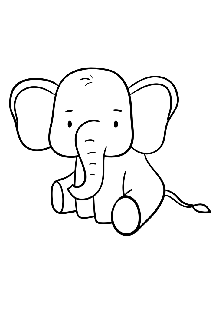 Elephant Outline Coloring Page For Children