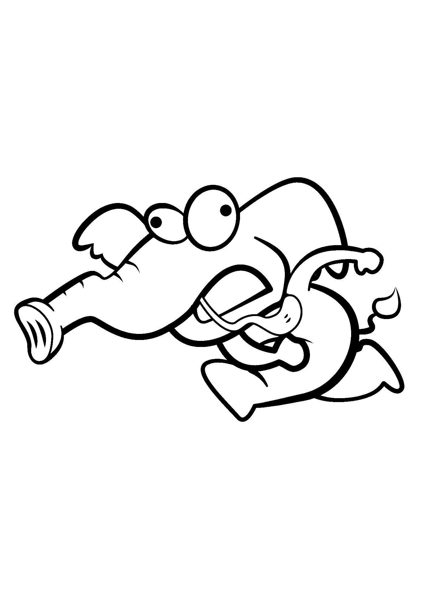 Elephant Running Coloring Page