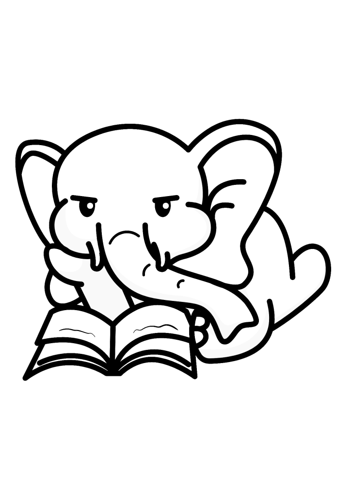 Elephant To Learn Coloring Page