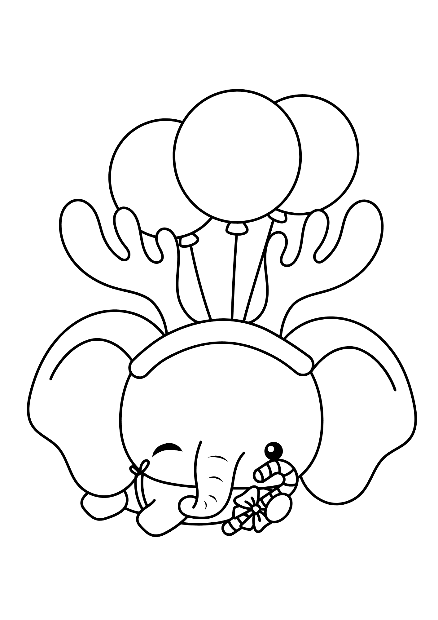 Elephant With Balloon Coloring Page