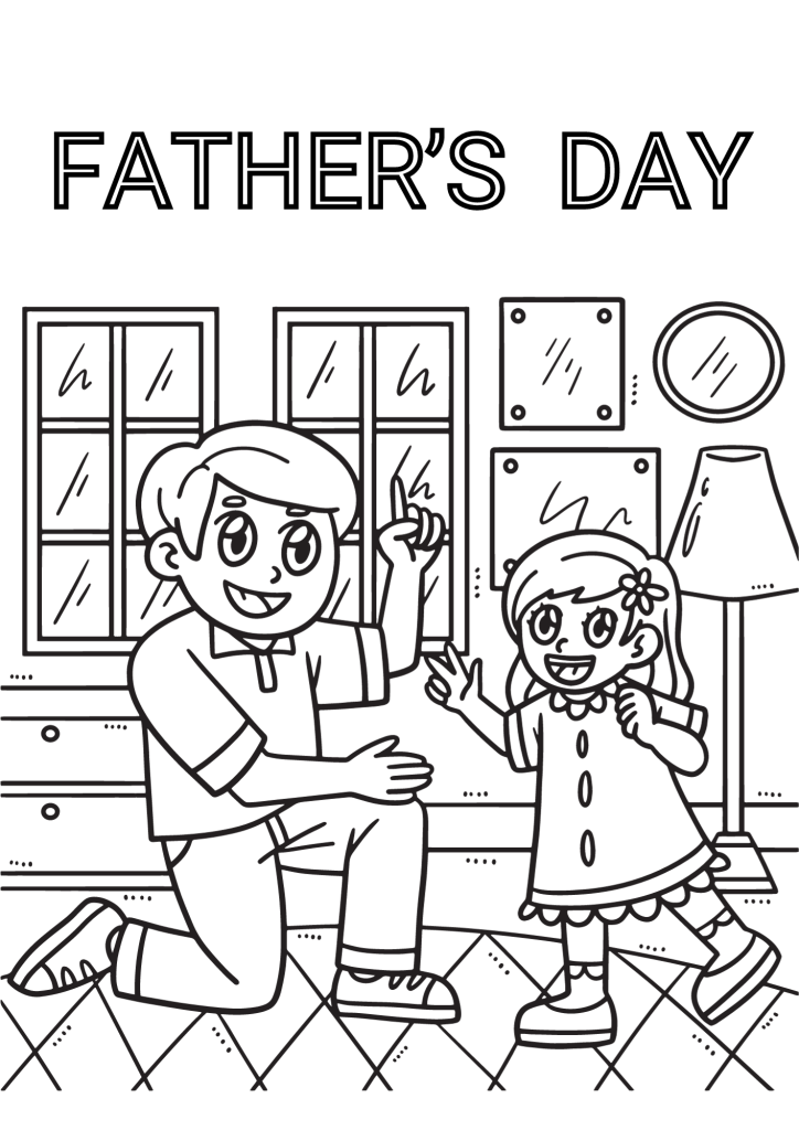 Fathers Day Father And Daughter Coloring Page
