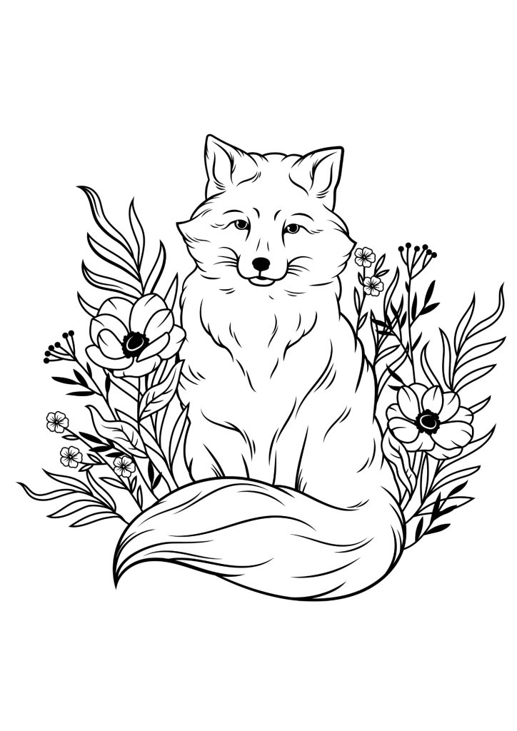 Fox Free Outline Coloring Page