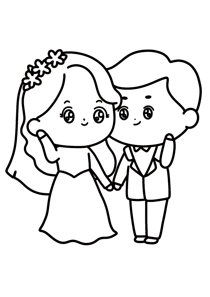 Happy Wedding Image Coloring Page