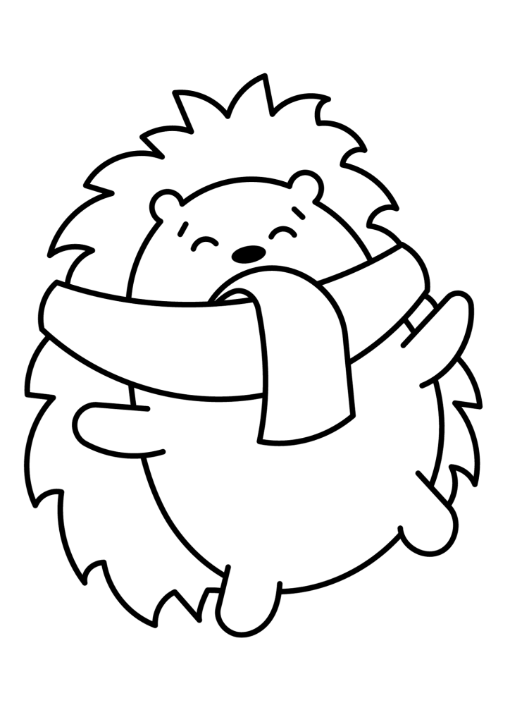 Hedgehog Wintter Coloring Page