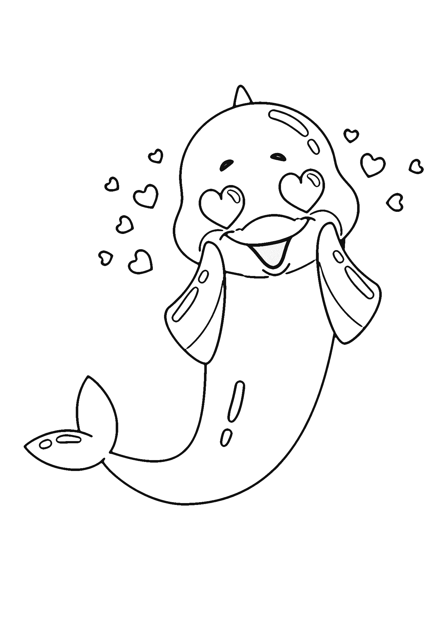 Love Dolphin Coloring Page