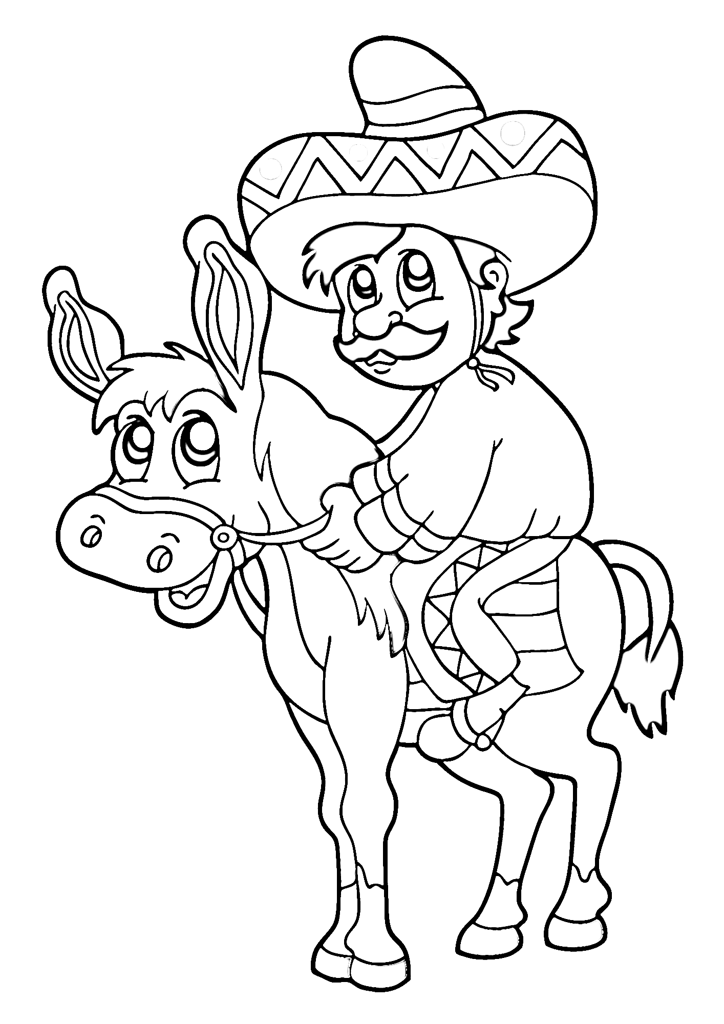 Mexican Riding Donkey Coloring Page