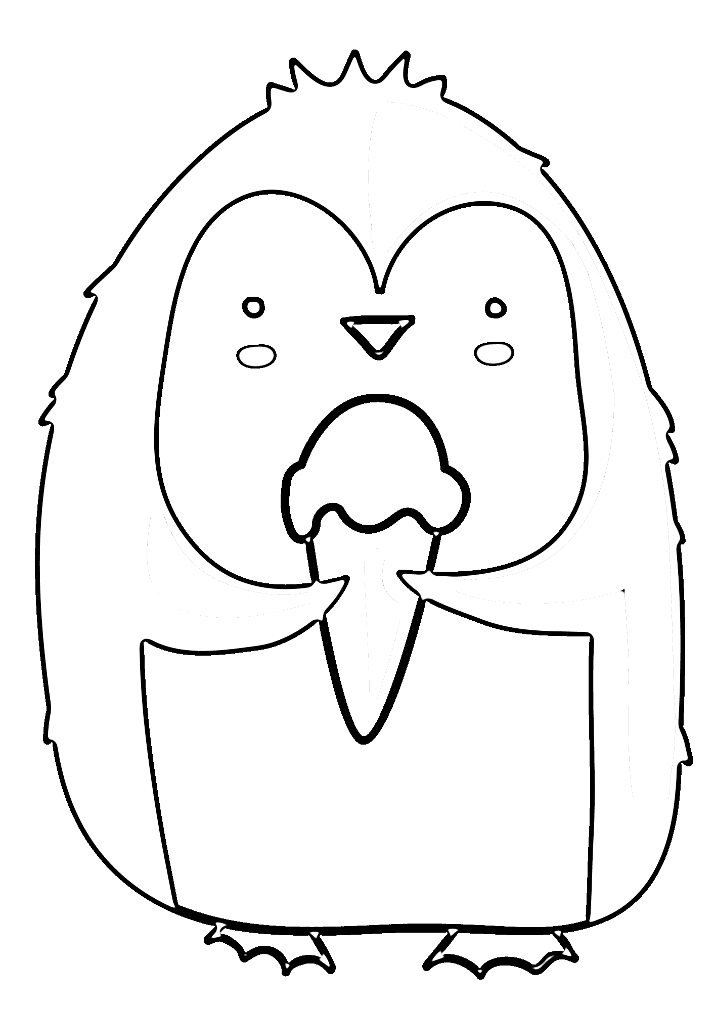 Penguin With Ice Cream Coloring Page