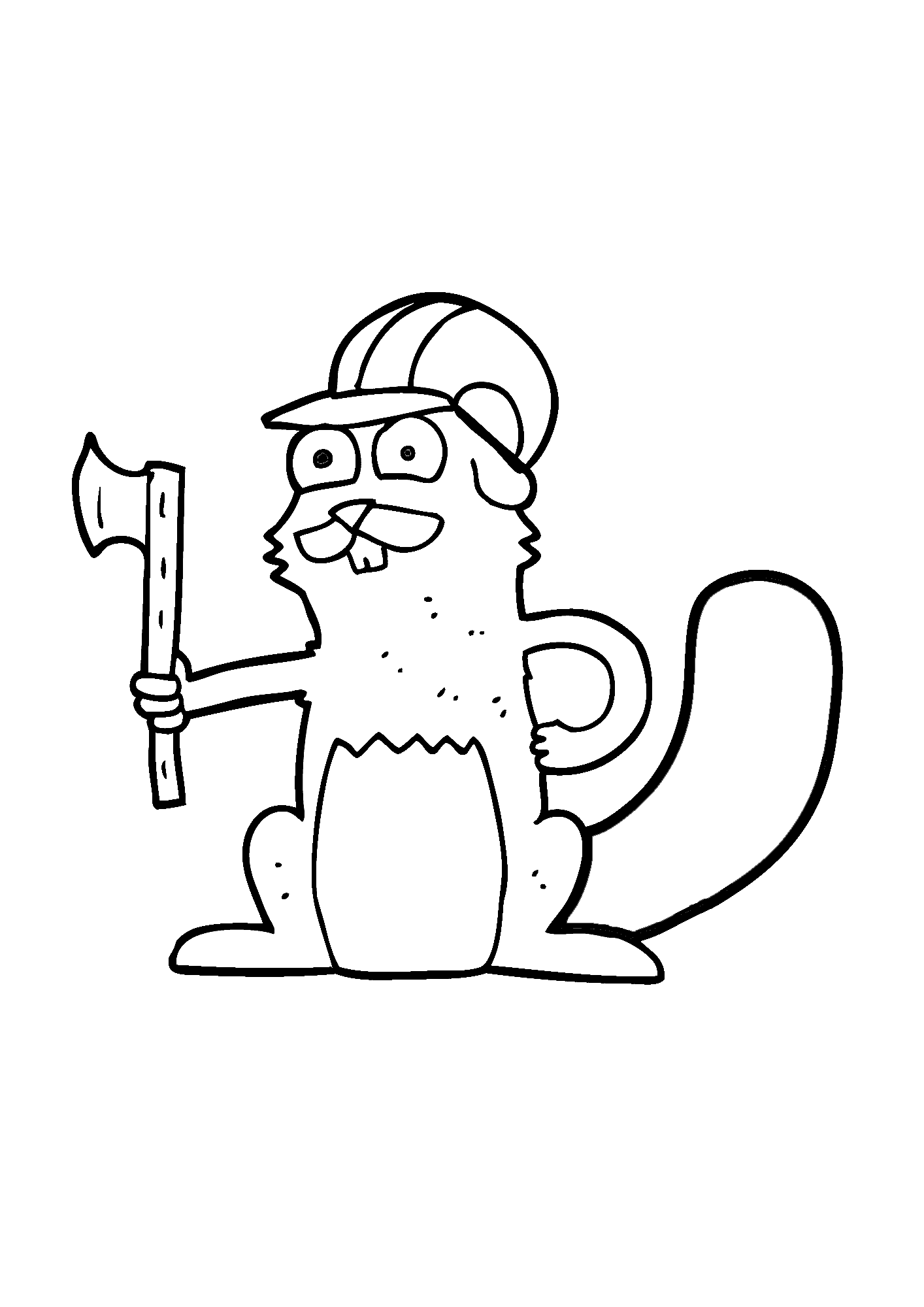 Sticker Of A Cartoon Beaver Coloring Page
