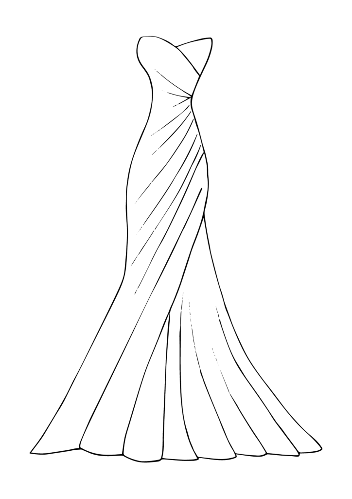 Wedding Dress Drawing Coloring Page