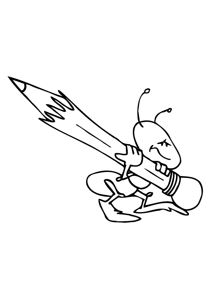 Ant Carrying Pencil Coloring Page